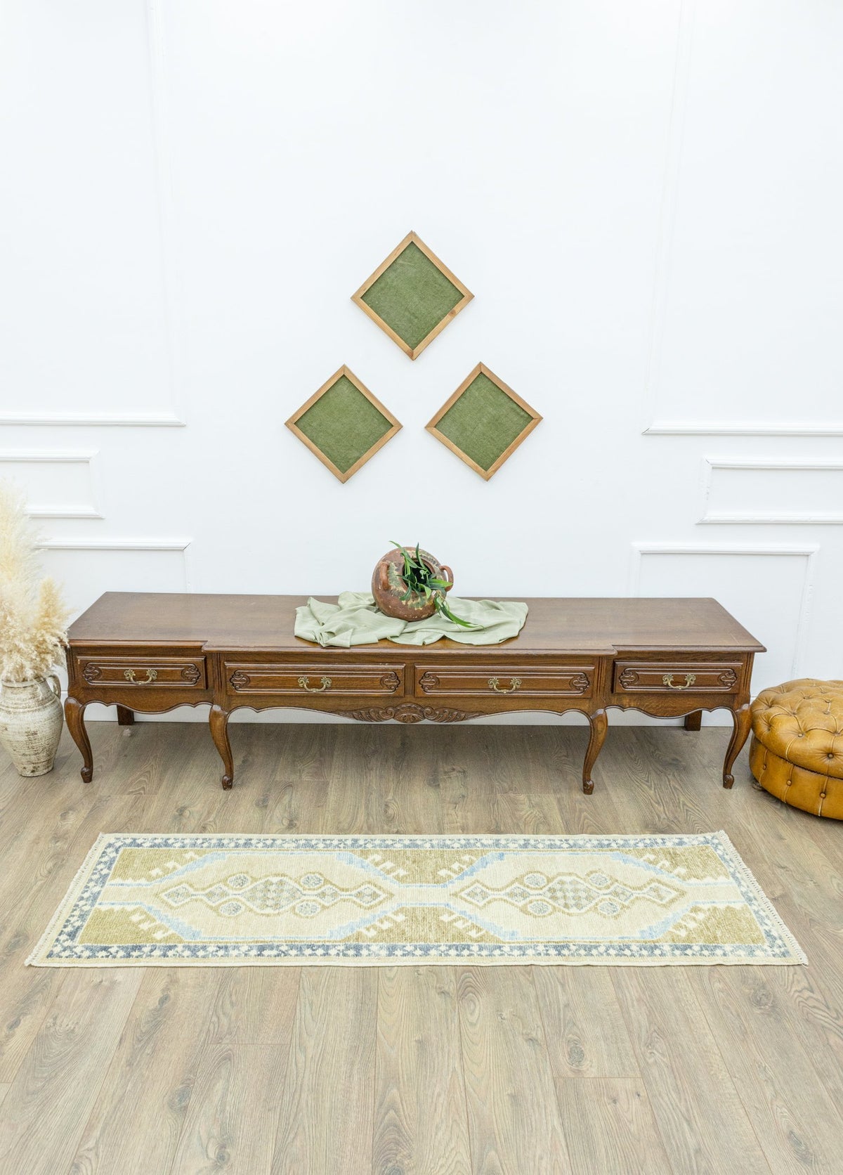 Soho Antiq-Beau Rustik Desenli El Dokuma Yolluk 59x190 Cm-Halı-2-fleurdirect.live