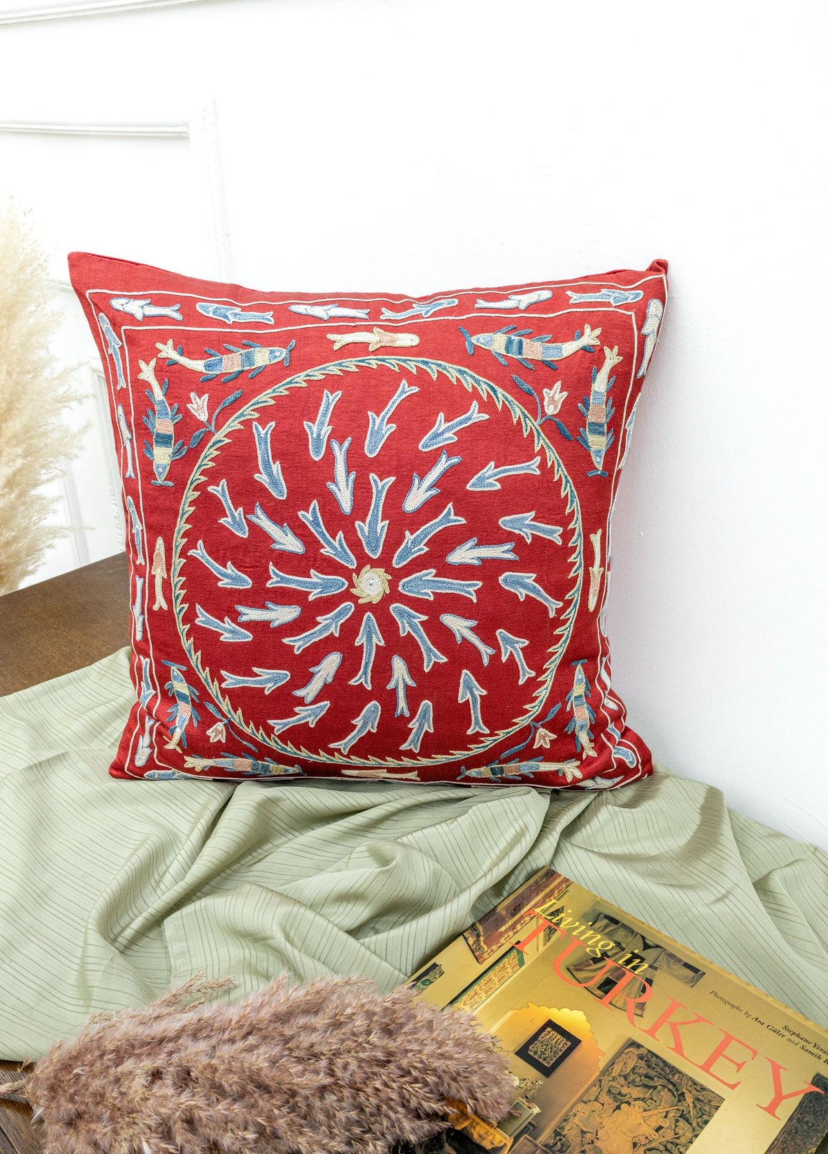 Soho Antiq-Bezen İpek İşlemeli Kırlent 50x50 Cm-Kırlent-2-fleurdirect.live