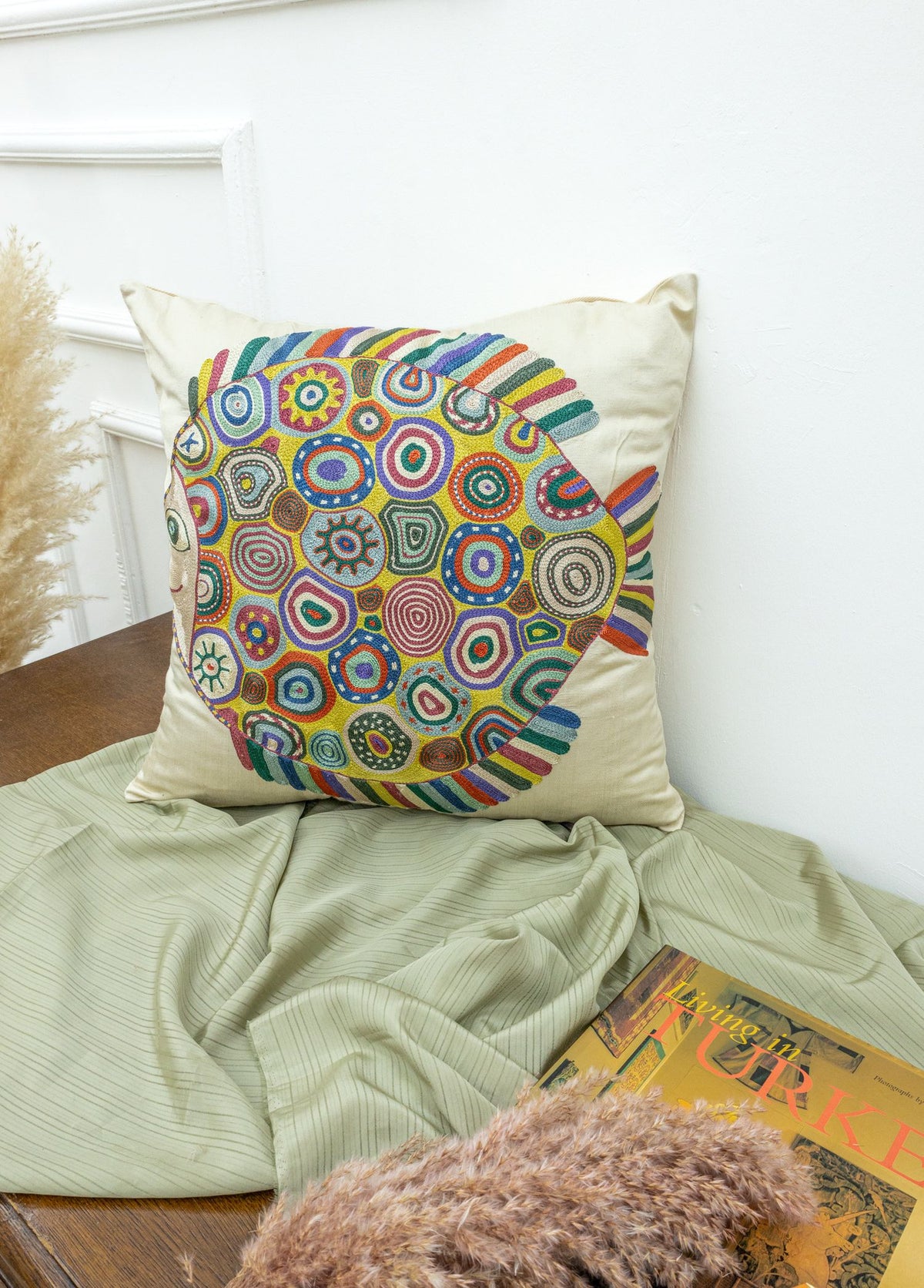 Soho Antiq-Brun El Yapımı Suzani Kırlent 45x45 Cm-Kırlent-2-fleurdirect.live