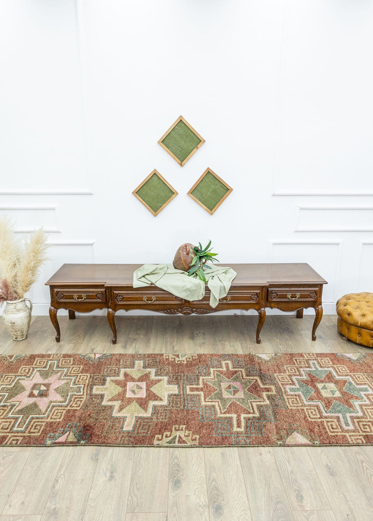 Soho Antiq-Dilemer Geometrik Desenli Herki Yolluk 100x447 Cm-Halı-2-fleurdirect.live