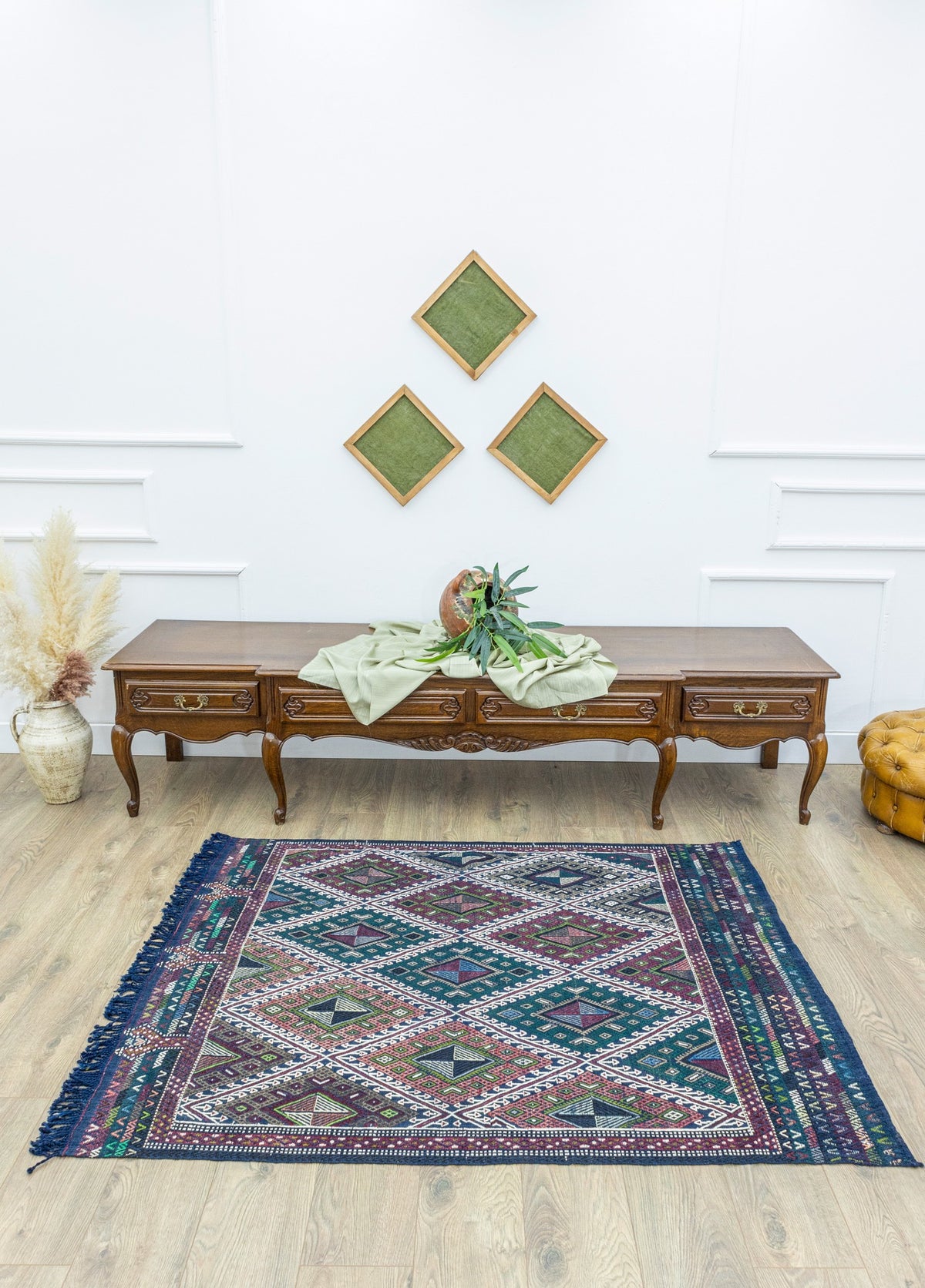 Soho Antiq-Elburz Geometrik Desenli El Dokuma Kilim 128x163 Cm-Halı-2-fleurdirect.live