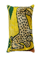 Soho Antiq-Linn El Yapımı İkat Leopar Figürlü Kadife Yastık 30x50 Cm-Kırlent-1-fleurdirect.live