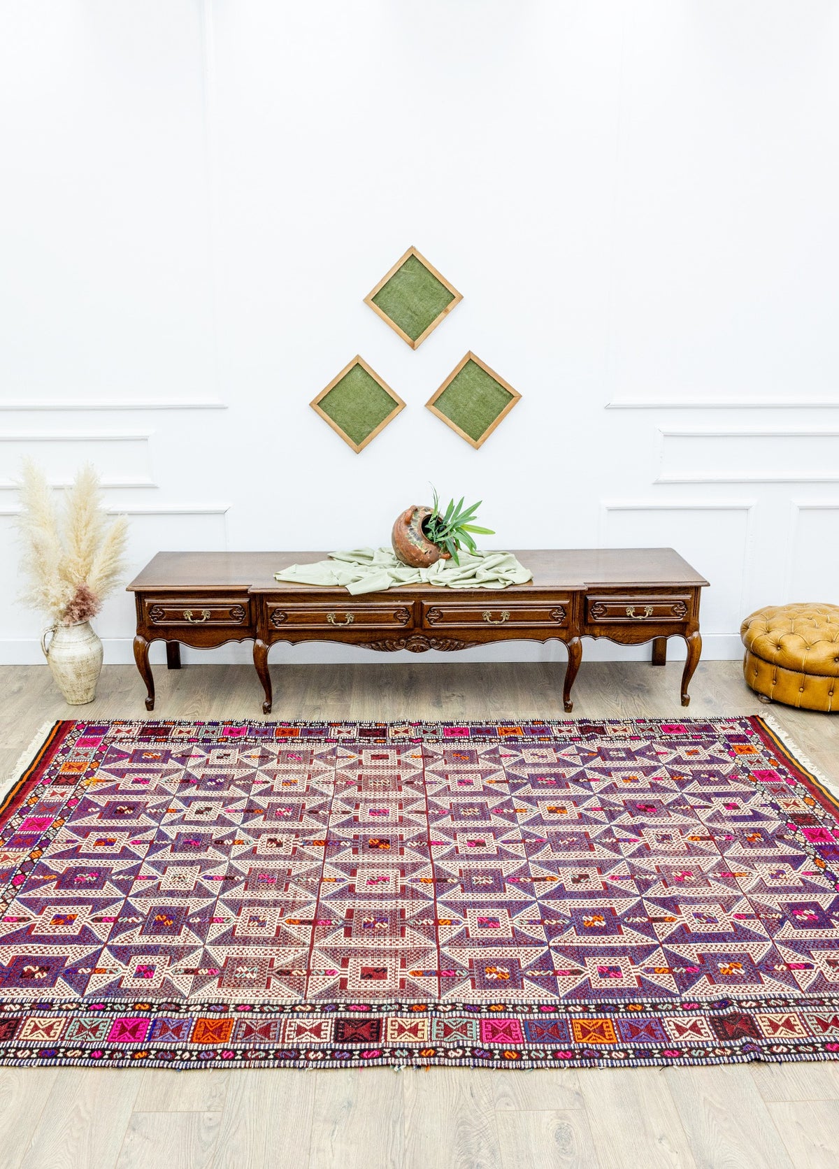 Soho Antiq-Meruert Geometrik Tasarımlı Yün Cicim Kilim 179x284 Cm-Halı-2-fleurdirect.live
