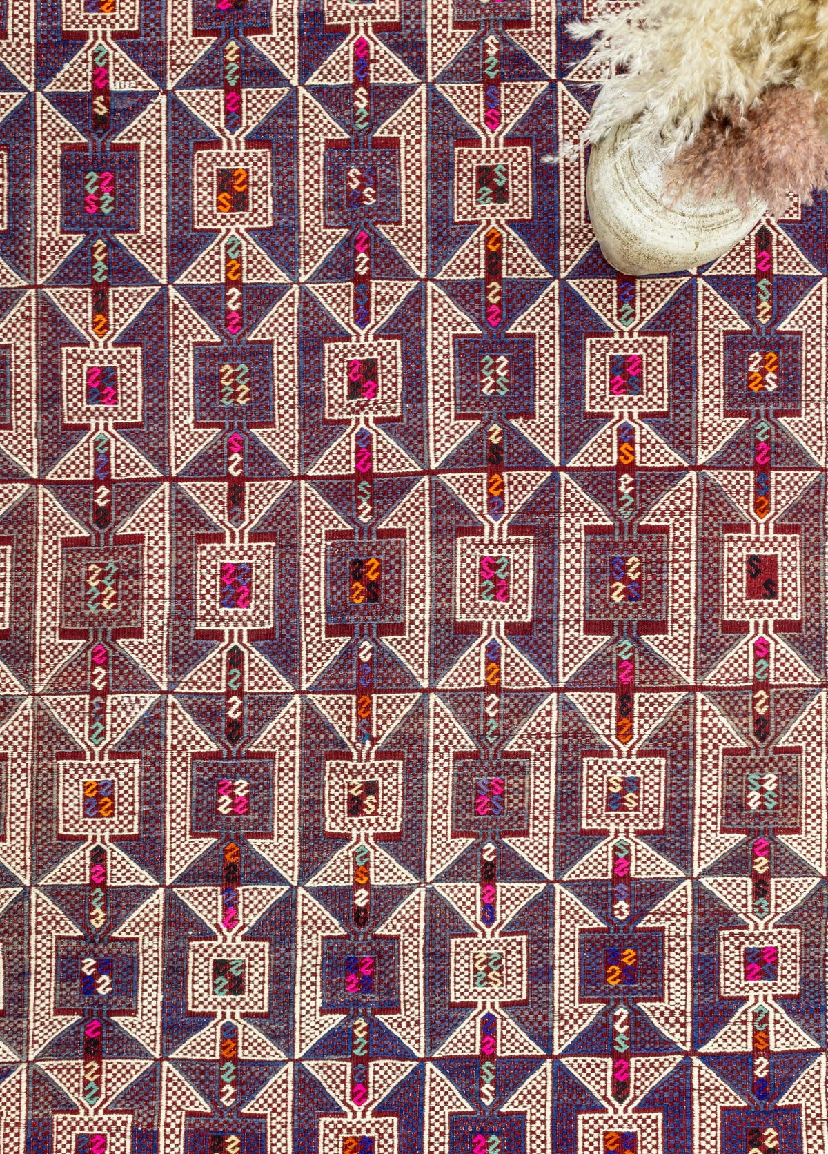 Soho Antiq-Meruert Geometrik Tasarımlı Yün Cicim Kilim 179x284 Cm-Halı-3-fleurdirect.live