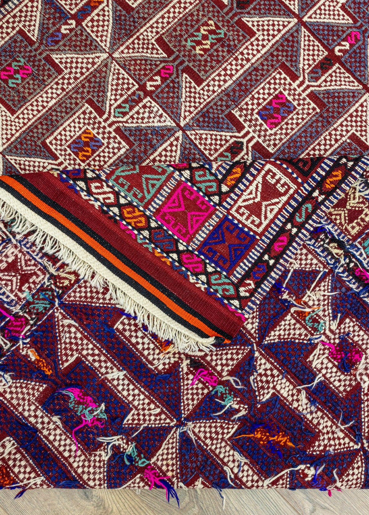 Soho Antiq-Meruert Geometrik Tasarımlı Yün Cicim Kilim 179x284 Cm-Halı-7-fleurdirect.live