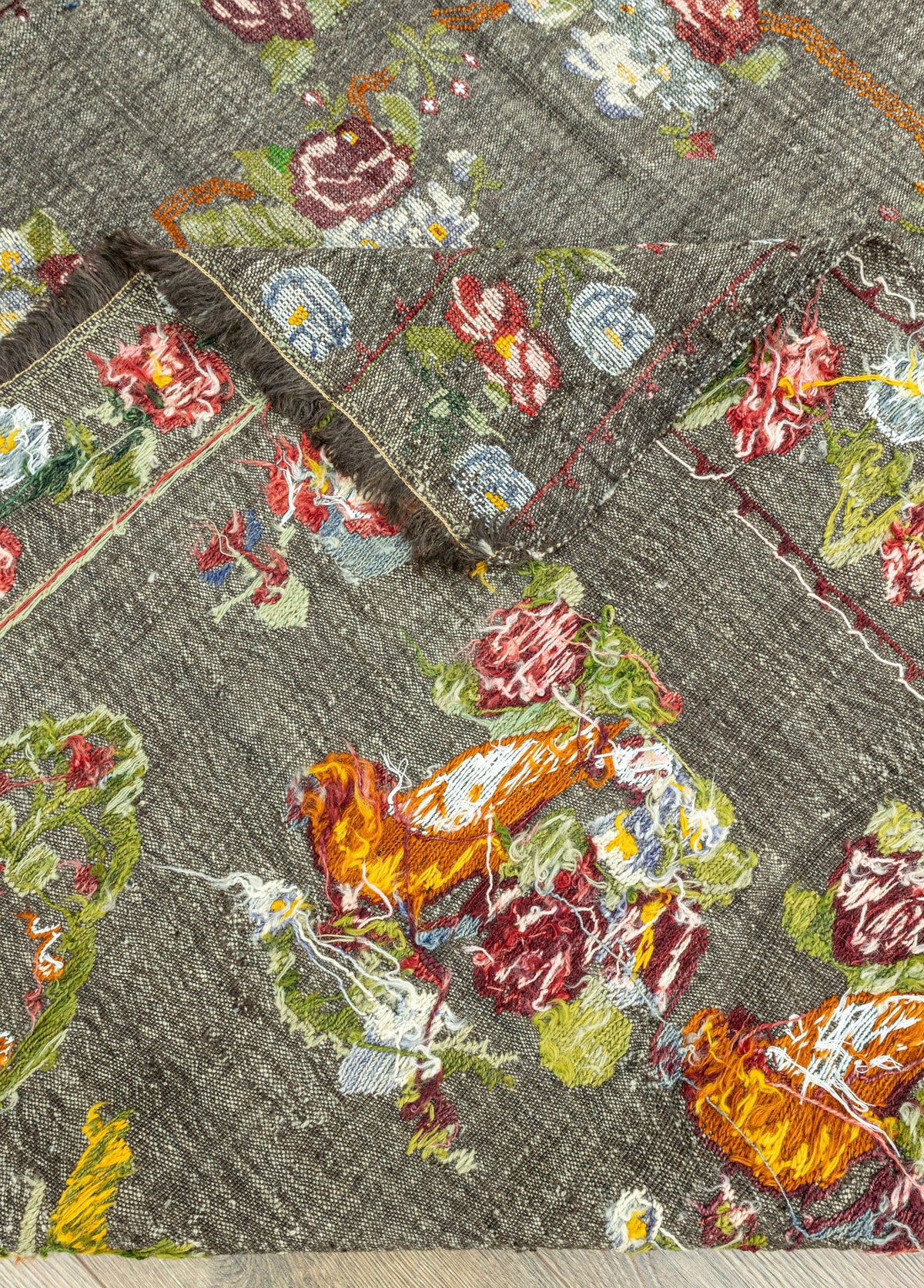 Soho Antiq-Setenay Kanaviçe İşlemeli El Dokuma Yün Kilim 154x221 Cm-Halı-6-fleurdirect.live