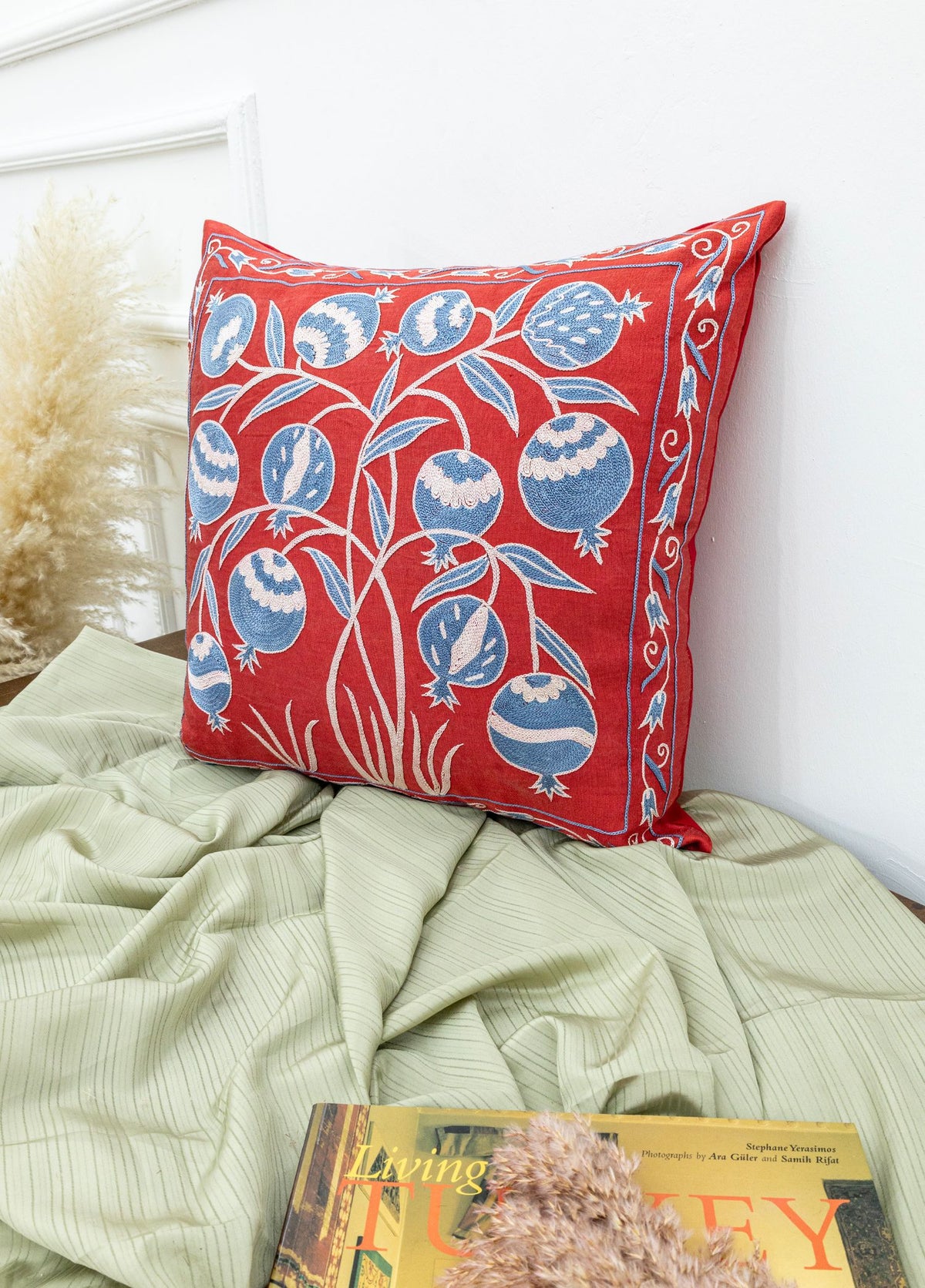 Soho Antiq-Skade Floral Tasarımlı Suzani Kırlent 50x50 Cm-Yastık-2-fleurdirect.live