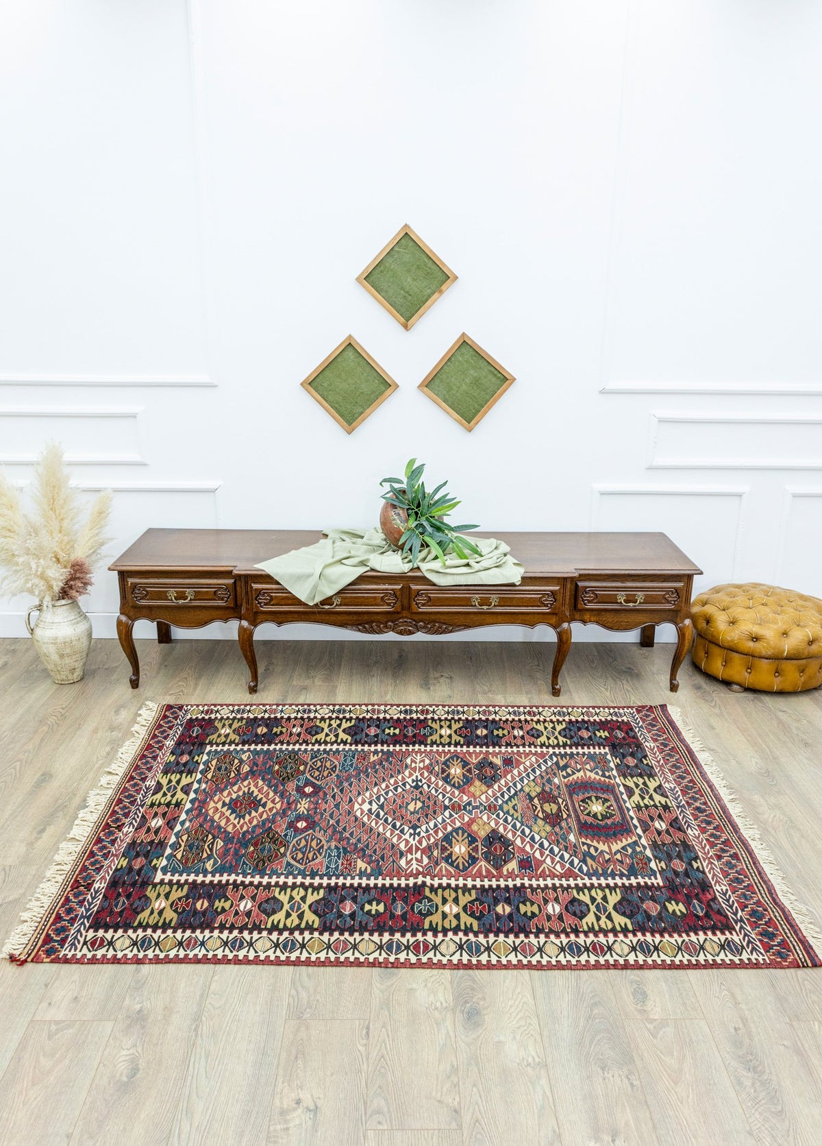 Soho Antiq-Vigen Rustik El Dokuma Yün Nuzumla Kilimi 136x196 Cm-Kilim-2-fleurdirect.live
