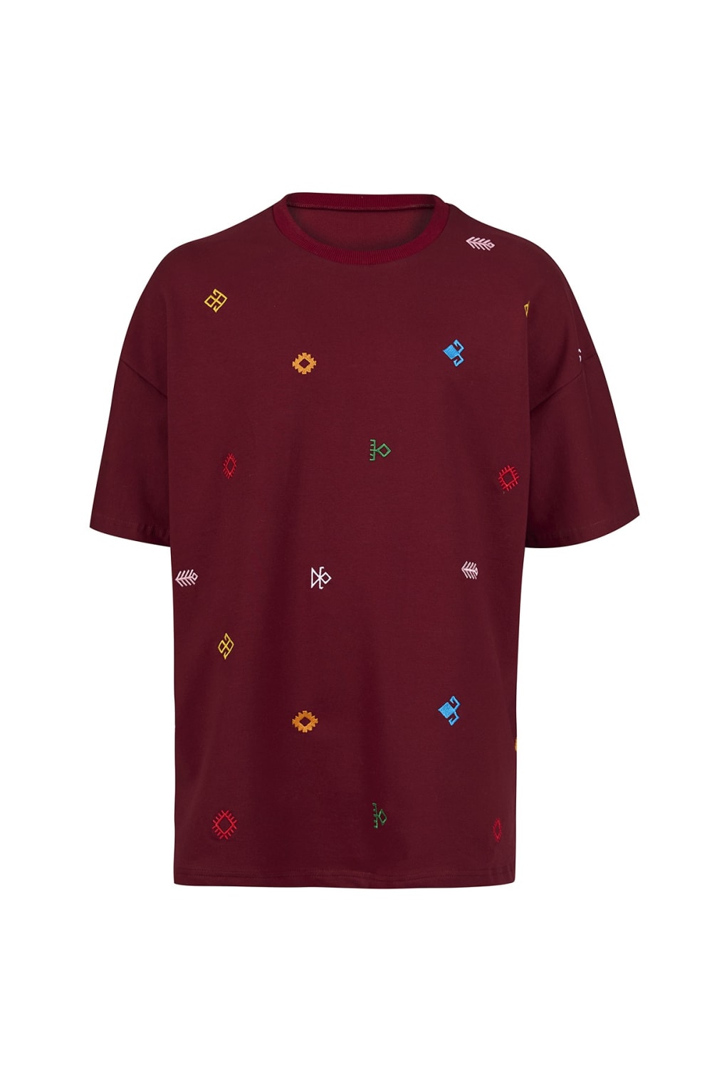 Tapis-Symbols Of Anatolia Oversized Red Tshirt 012-T-Shirts-1-fleurdirect.live