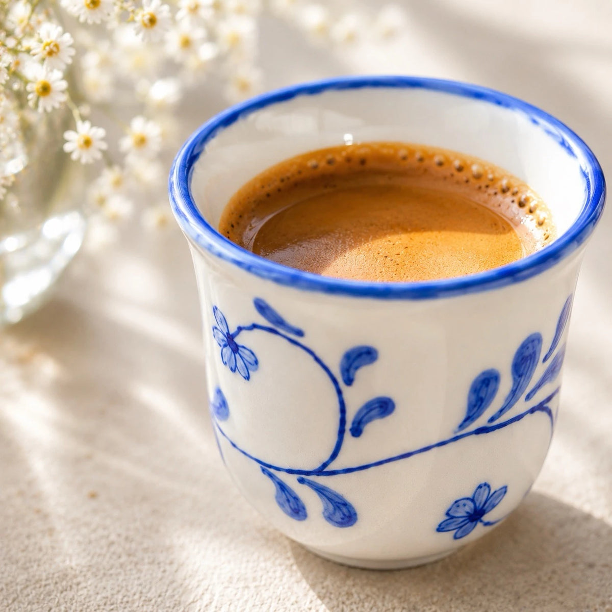 Espresso Fincanı Mavi Beyaz