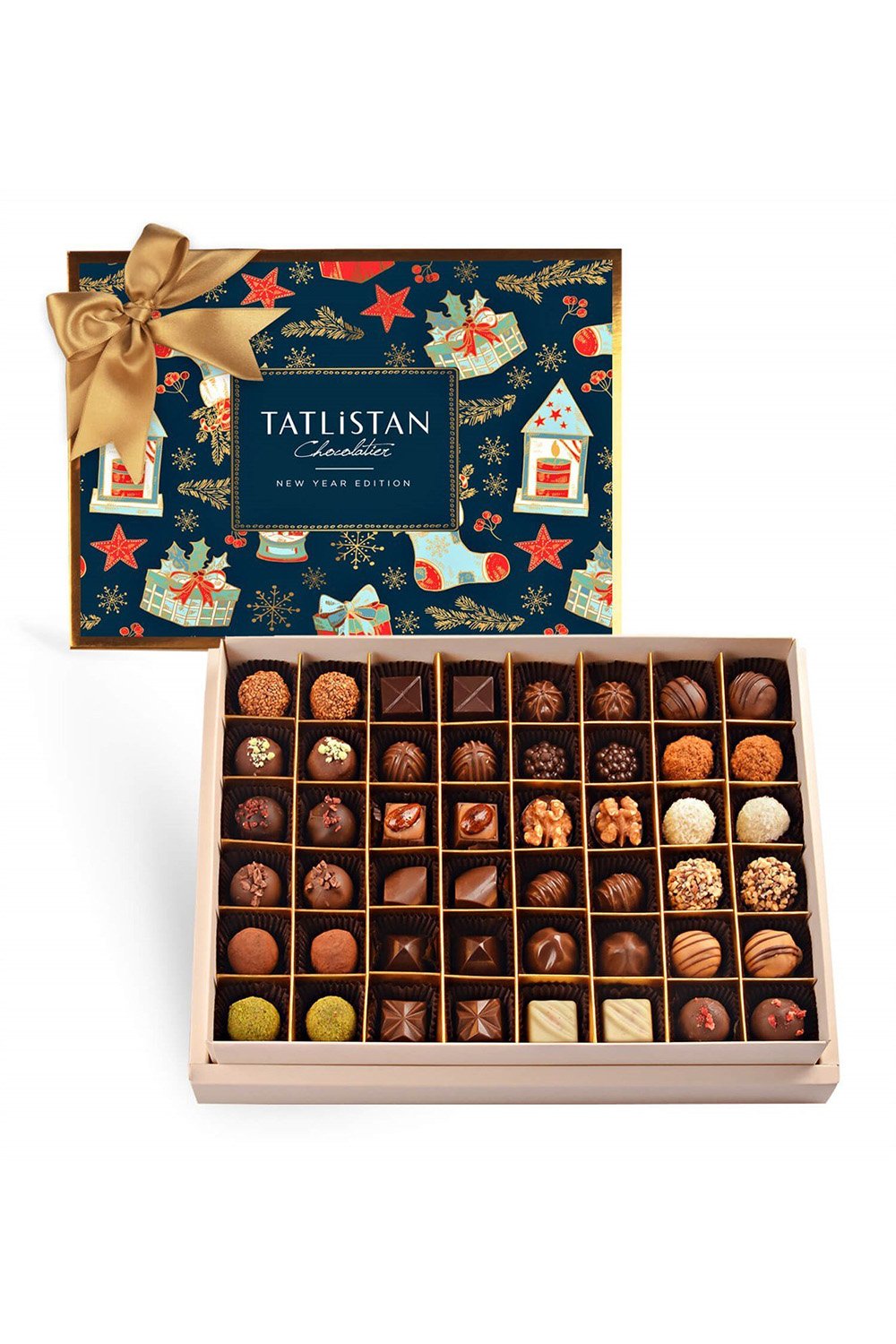 Tatlistan-Yılbaşı Hediyeleri Ve Yıldızlar 24 Çeşitli Artisan Ve Trüf Çikolata 48'li-Çikolata-1-fleurdirect.live