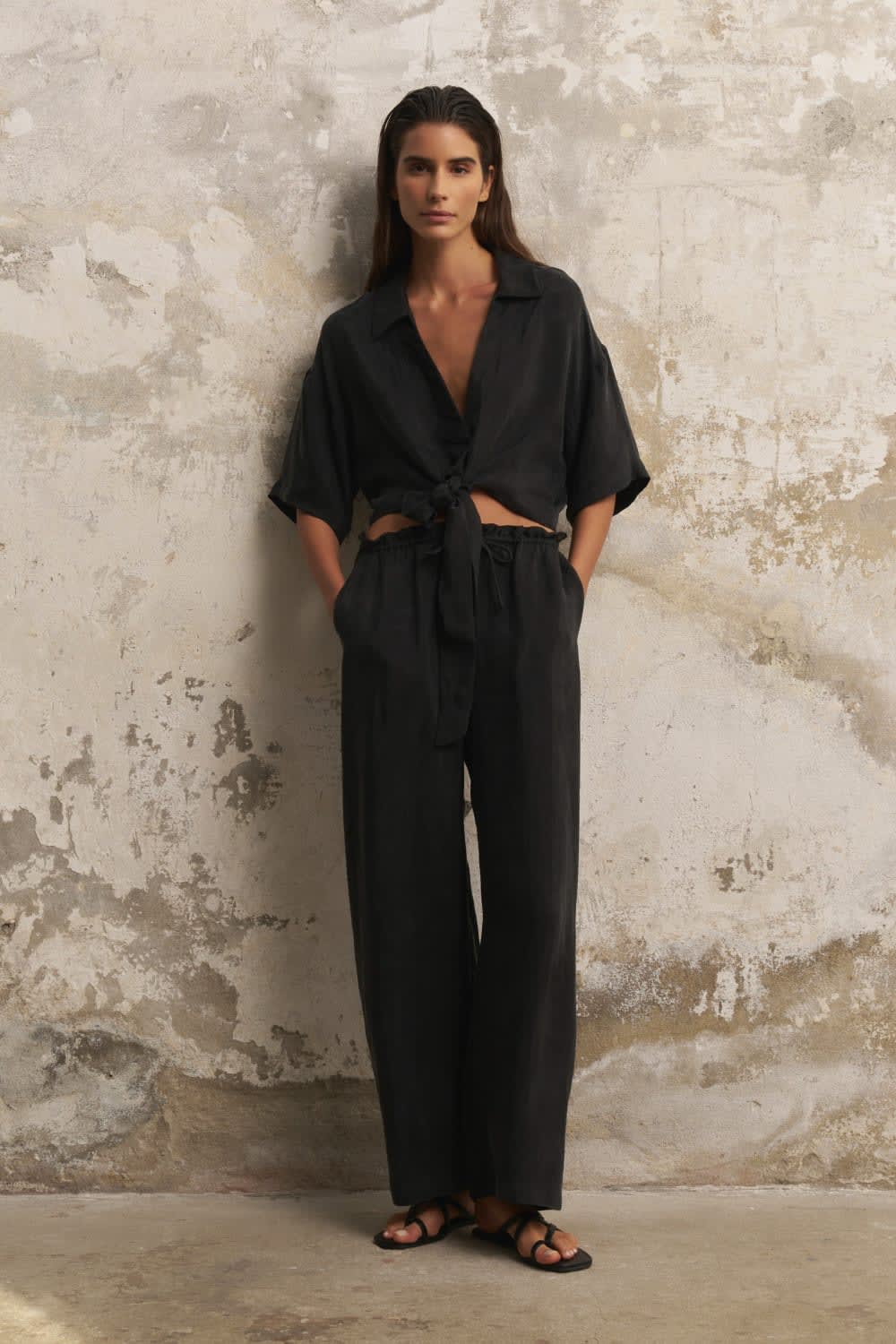 The Handloom-Lucid Tie Shirt Black-Gömlek-1-fleurdirect.live