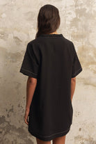 The Handloom-Mae Popover Mini Dress Black-Elbise-5-fleurdirect.live