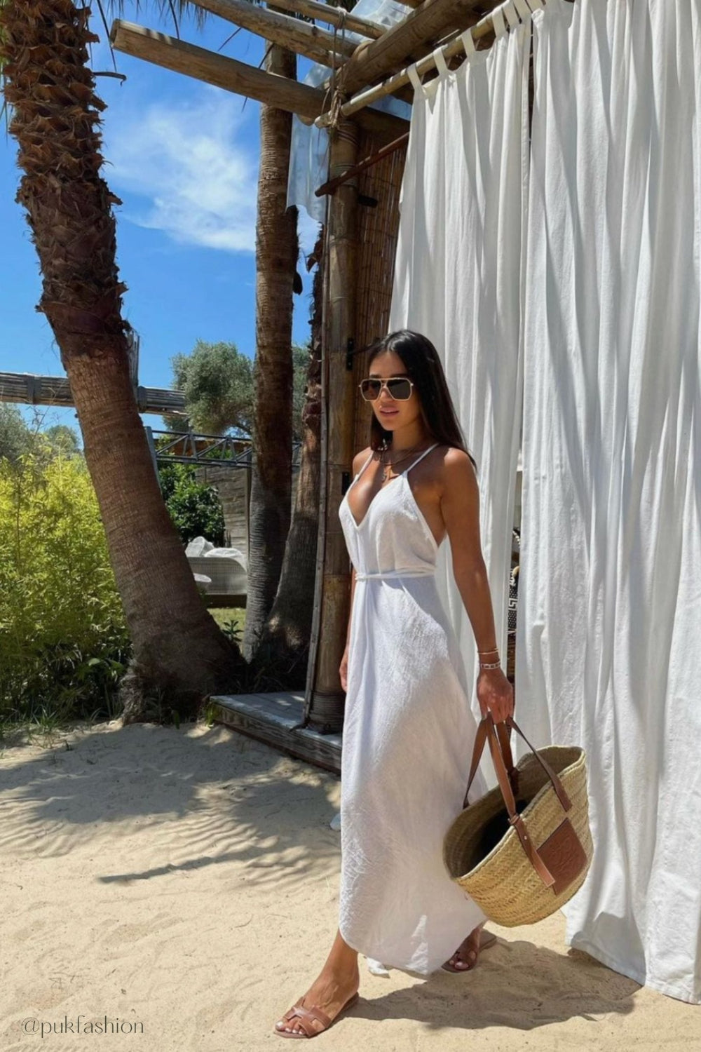 The Handloom-Sage Maxi Dress White-Elbise-1-fleurdirect.live