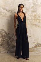 The Handloom-Wrap Your Way Jumpsuit Black-Tulum-2-fleurdirect.live