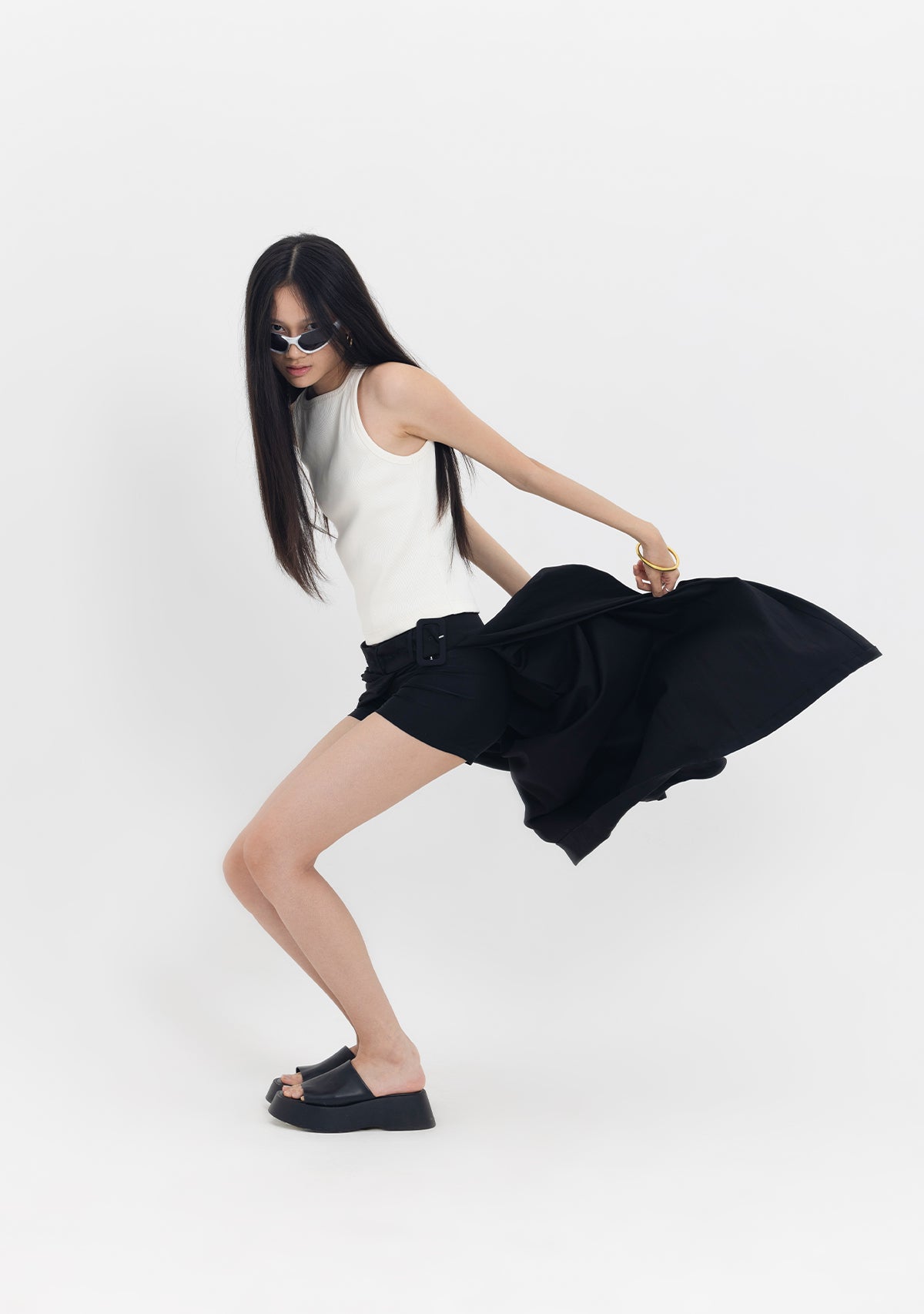 Tiny-Beli Kemerli Siyah Pileli Etek Aksesuar-Etek-2-fleurdirect.live