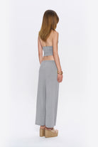Tiny-Halter Yaka Gri Yumuşak Bluz-Top-3-fleurdirect.live