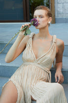 Towdoo-Boudica Elbise – Krem-Elbise-6-fleurdirect.live