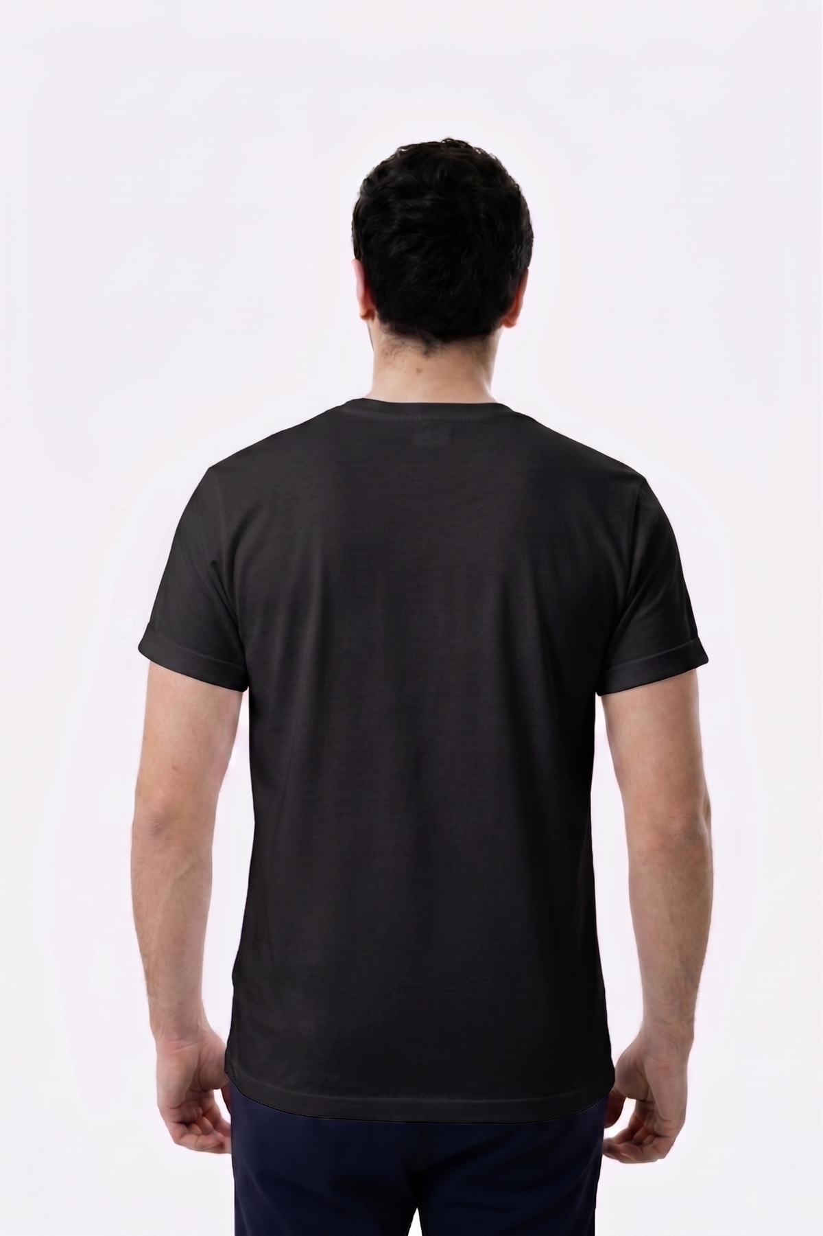 Organik Pamuk Siyah Erkek Bisiklet Yaka Kısa Kollu Tişört