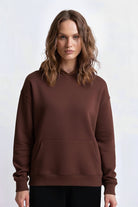 Kapüşonlu Logo Nakışlı Sweatshirt, Kahverengi - 2