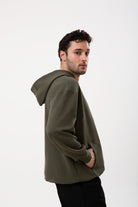 Kapüşonlu Organik Pamuklu Erkek Haki Sweatshirt