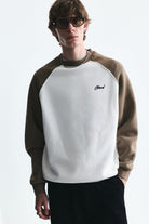 Blok Renkli Bisiklet Yaka Sweatshirt