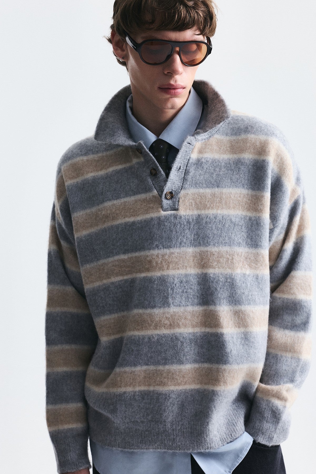 Oversize Blok Renkli Triko Kazak
