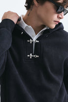 Boxy Fit Metal Klips Kapama Sweatshirt