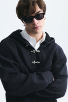 Boxy Fit Metal Klips Kapama Sweatshirt