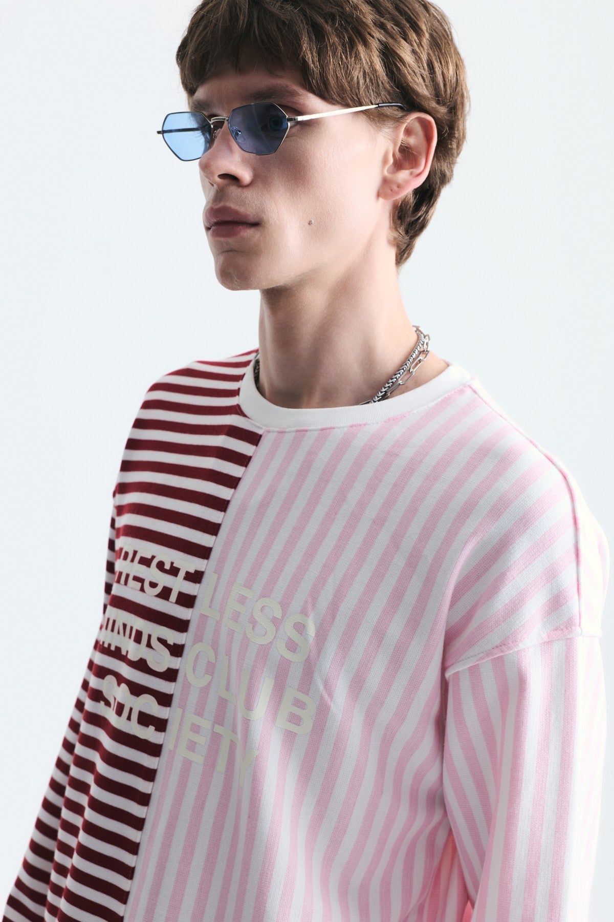 Çift Renk Çizgili Sweatshirt