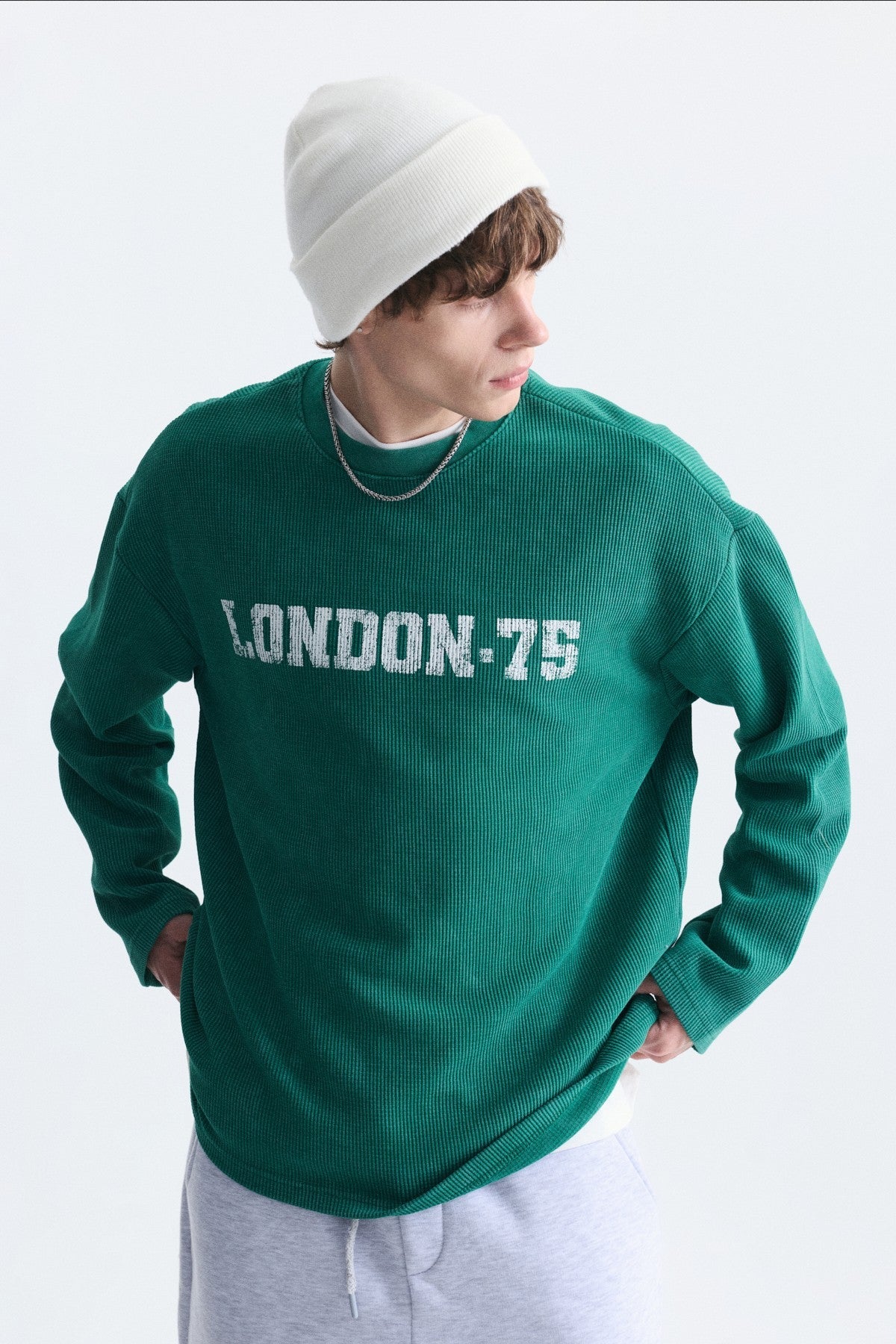 Dokulu London Baskılı Sweatshirt