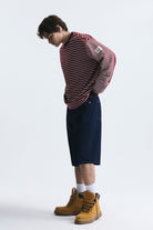 Kontrast Yaka Çizgili Sweatshirt