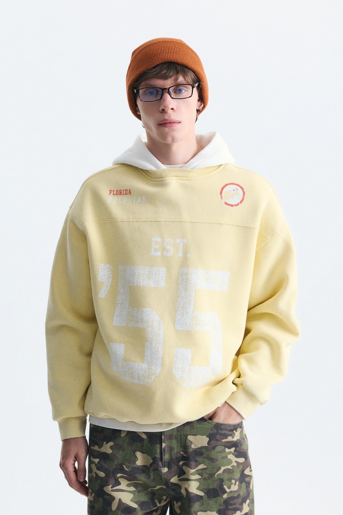 Oversize Baskılı Kapüşonlu Sweatshirt