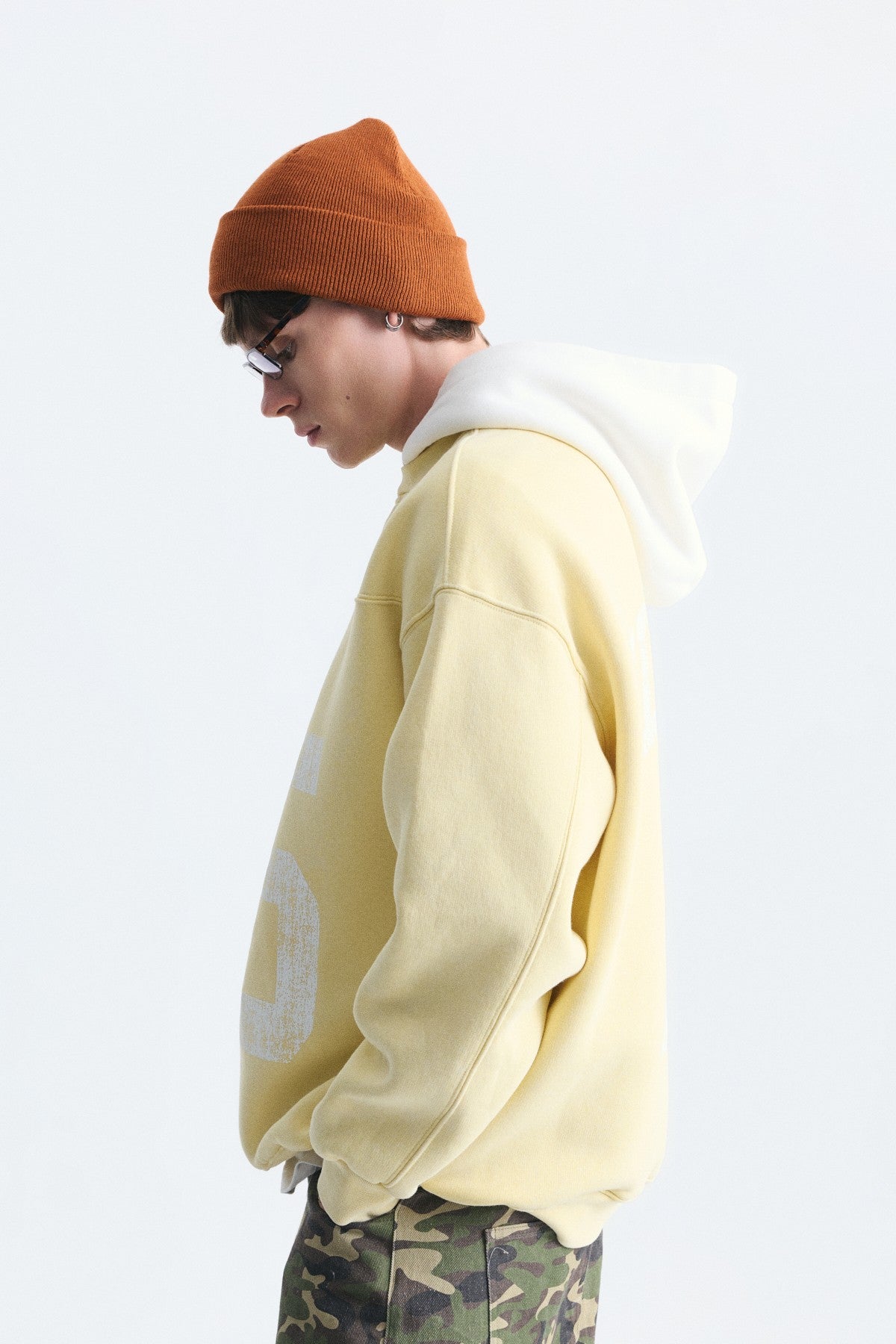 Oversize Baskılı Kapüşonlu Sweatshirt