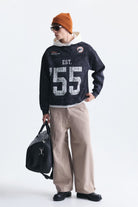 Oversize Baskılı Kapüşonlu Sweatshirt