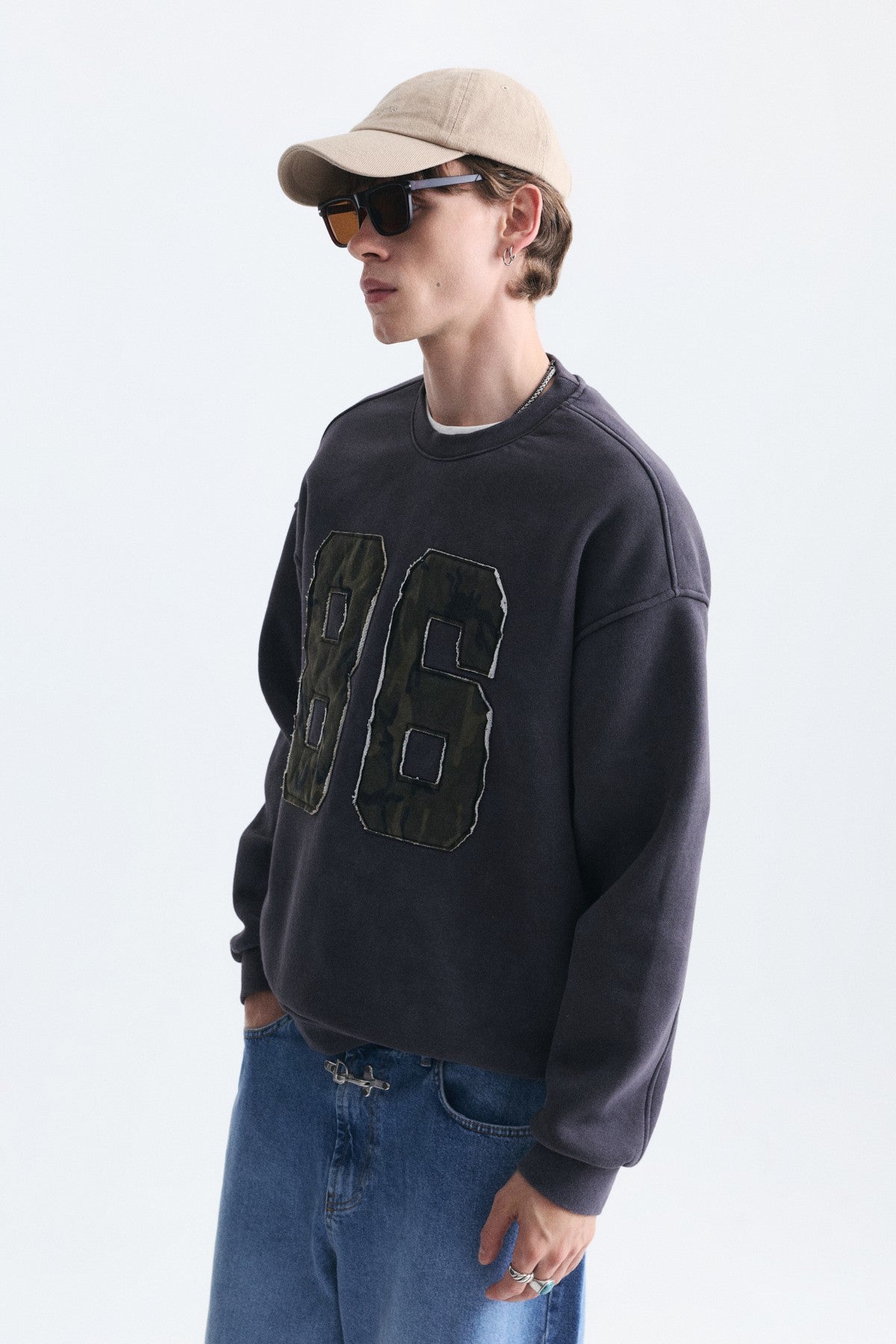 Oversize Bisiklet Yaka Sweatshirt