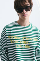 Oversize Çizgili Sweatshirt