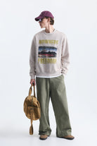 Oversize Yıkamalı Bisiklet Yaka Sweatshirt