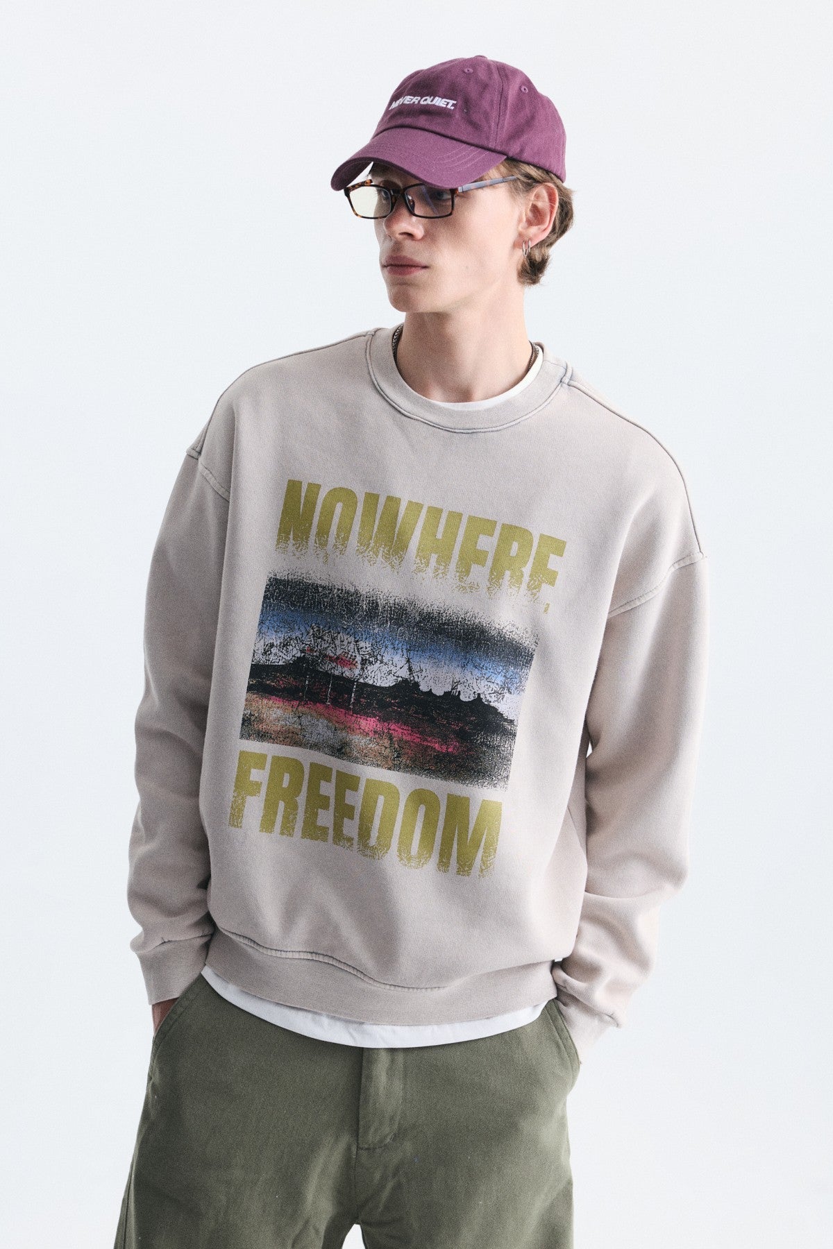 Oversize Yıkamalı Bisiklet Yaka Sweatshirt