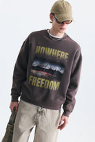 Oversize Yıkamalı Bisiklet Yaka Sweatshirt