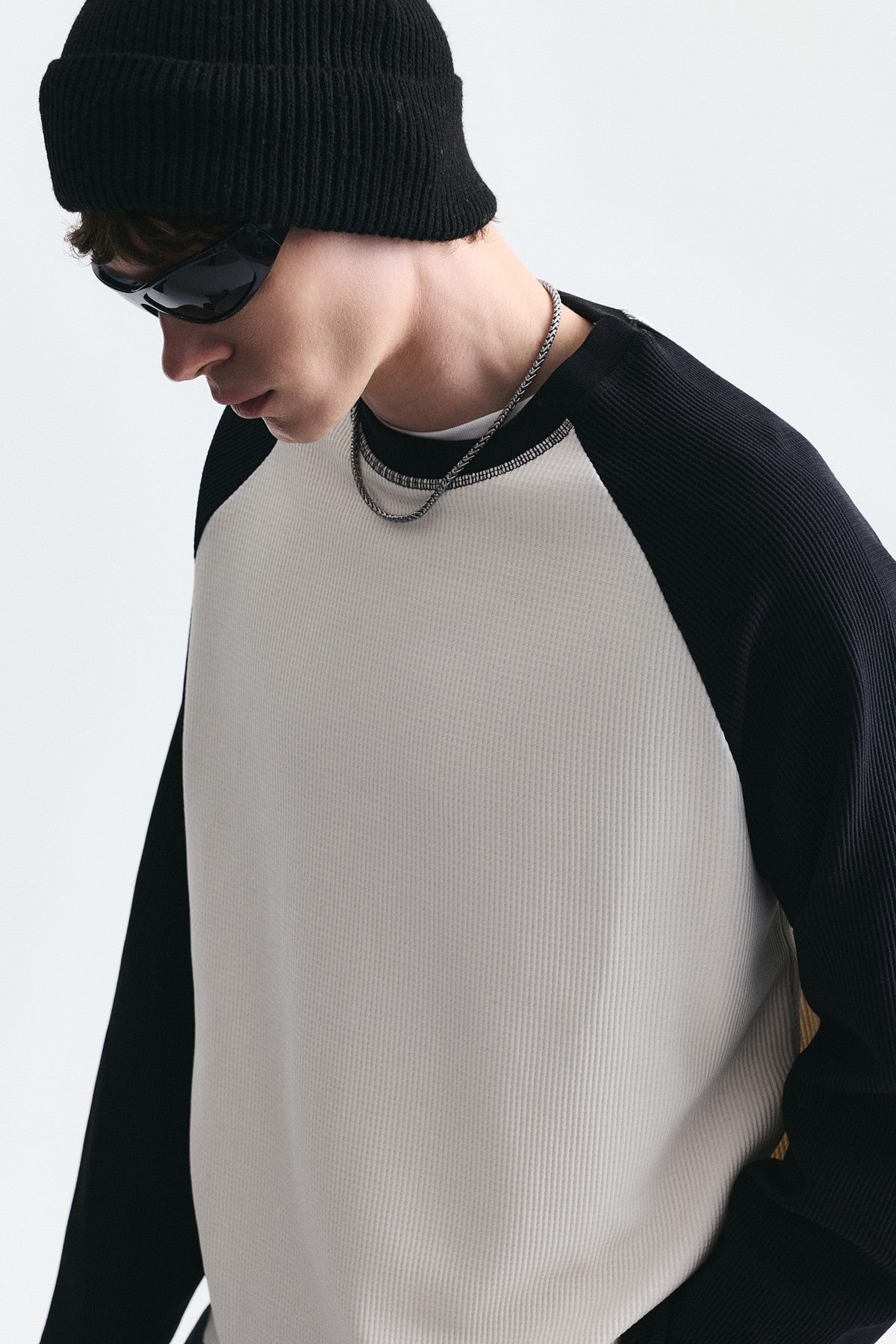 Renk Bloklu Dokulu Sweatshirt