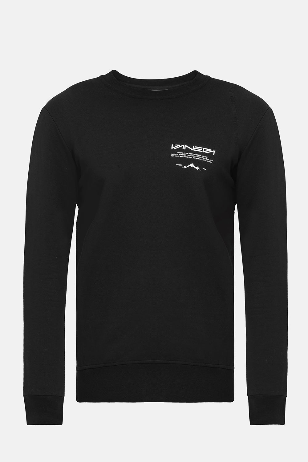 Vaneda-Bisiklet Yaka Regular Fit Next Unisex Sweatshirt Siyah-1-fleurdirect.live