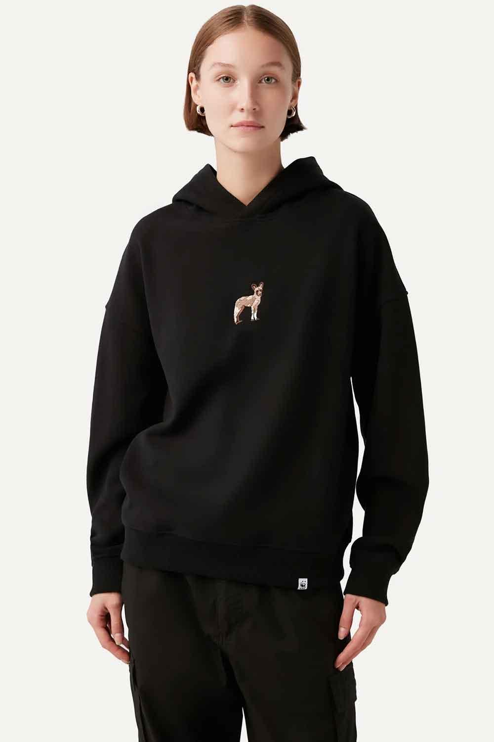WWF Market-Afrika Yaban Köpeği Hoodie - Siyah-Sweatshirts & Hoodies-4-fleurdirect.live