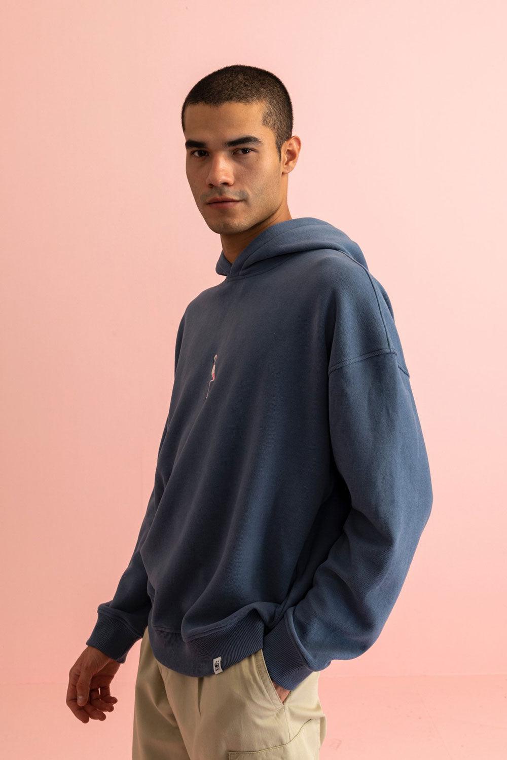 WWF Market-Flamingo Hoodie - Flint Mavi-Sweatshirts & Hoodies-6-fleurdirect.live