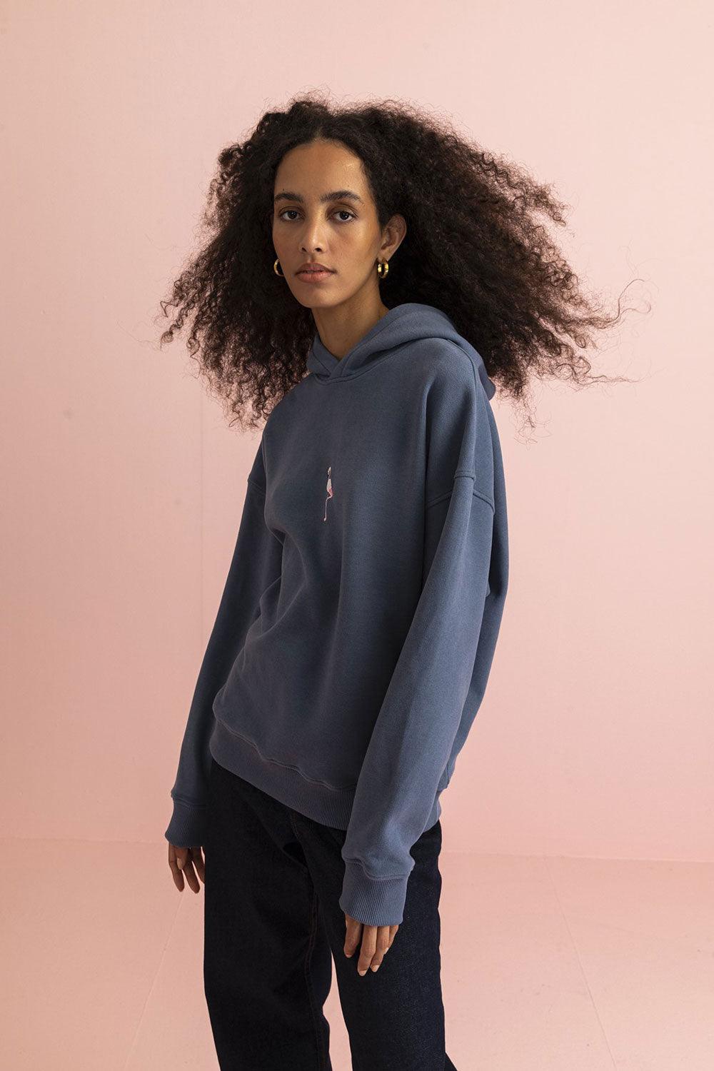 WWF Market-Flamingo Hoodie - Flint Mavi-Sweatshirts & Hoodies-8-fleurdirect.live