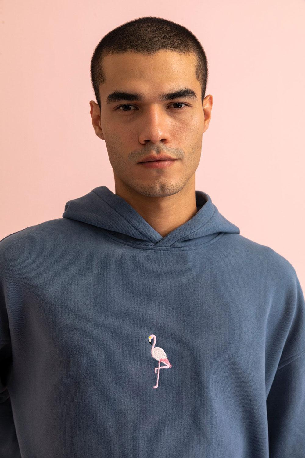 WWF Market-Flamingo Hoodie - Flint Mavi-Sweatshirts & Hoodies-9-fleurdirect.live