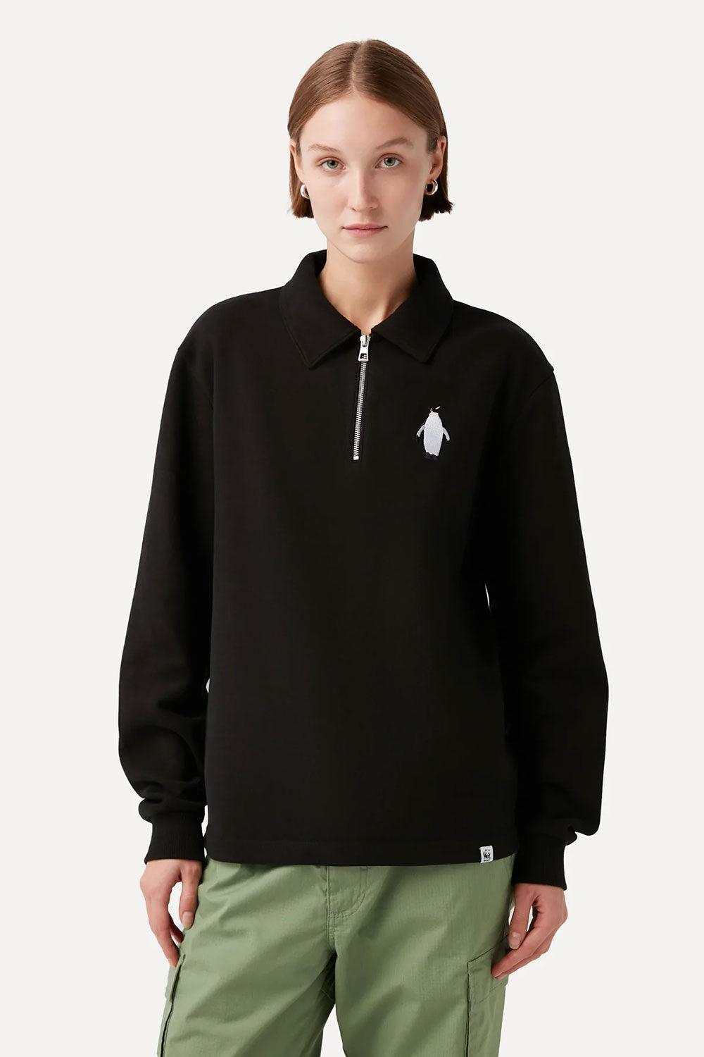 WWF Market-İmparator Penguen Polo Yaka Sweatshirt - Siyah-Sweatshirts & Hoodies-4-fleurdirect.live