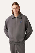 WWF Market-Küçük Mavi Balıkçıl Q-Zip Sweatshirt - Koyu Gri-Sweatshirts & Hoodies-1-fleurdirect.live
