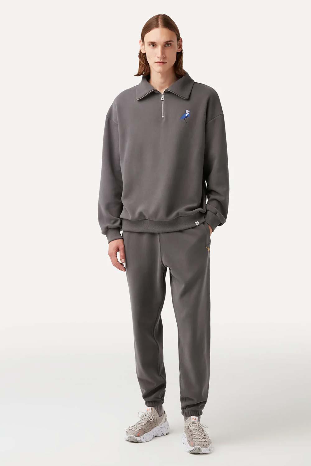 WWF Market-Küçük Mavi Balıkçıl Q-Zip Sweatshirt - Koyu Gri-Sweatshirts & Hoodies-3-fleurdirect.live
