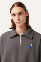 WWF Market-Küçük Mavi Balıkçıl Q-Zip Sweatshirt - Koyu Gri-Sweatshirts & Hoodies-4-fleurdirect.live